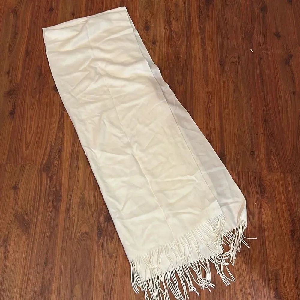 NWOT soft ivory beige scarf with tassels wrap cashmere feel